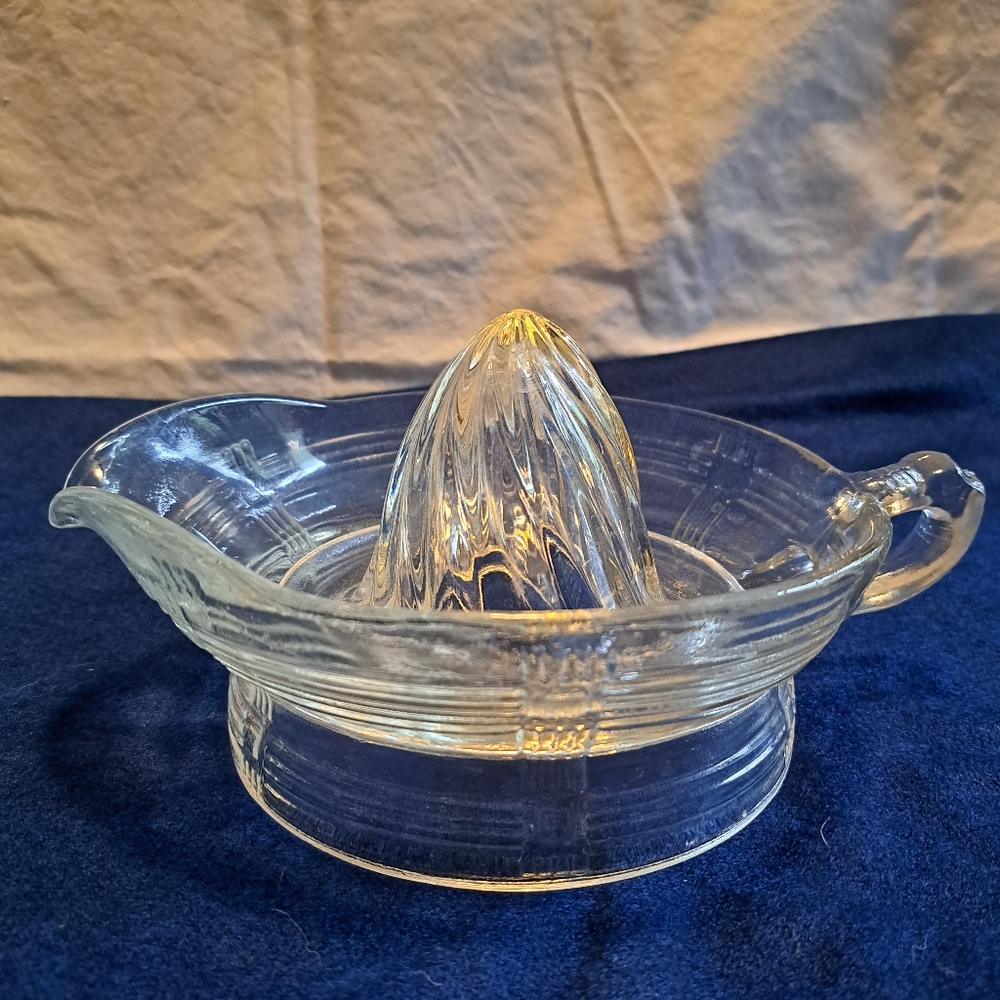 Vintage Plaid Juice Reamer Clear Depression Glass Hazel Atlas Vintage